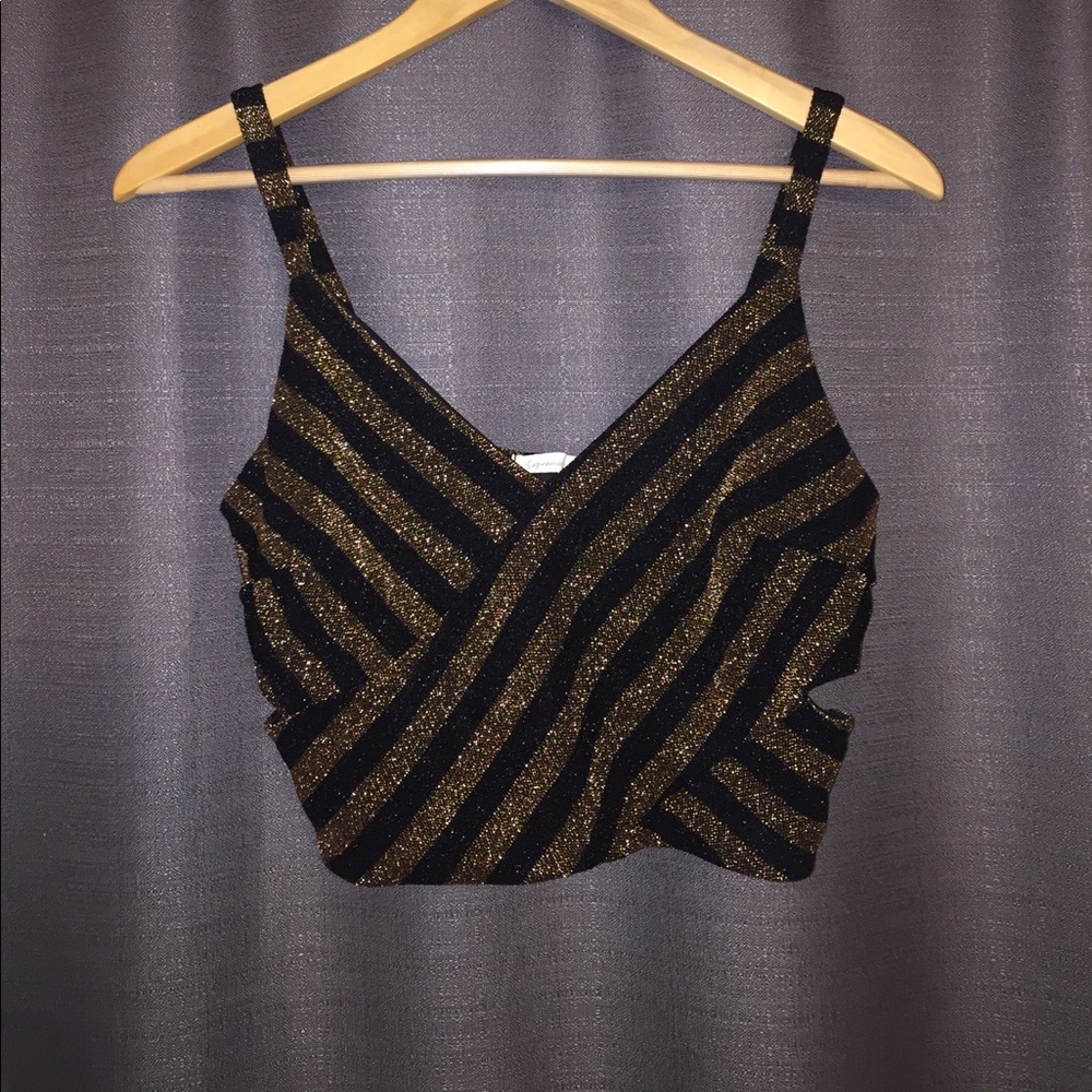 Black and Gold Shimmer Crop Top