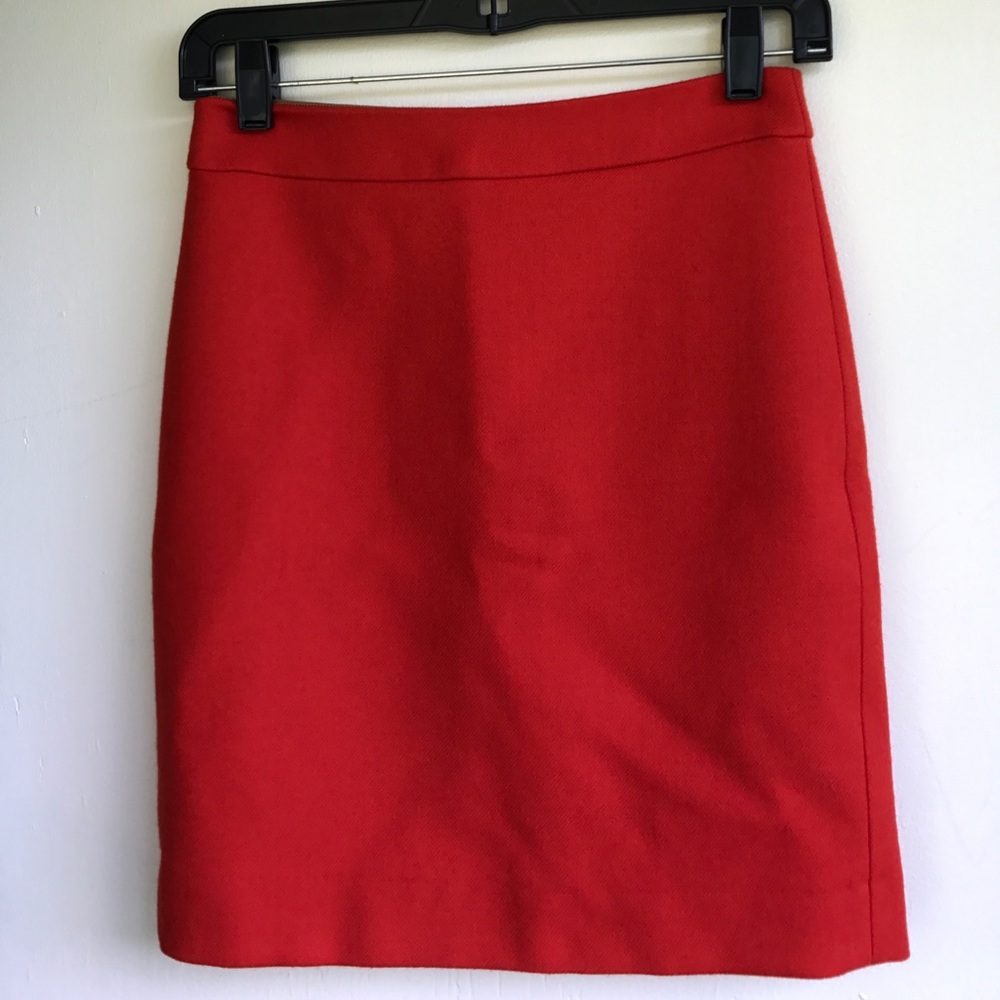 J..Crew No.2 Wool Pencil Skirt in Red - Sz 00P