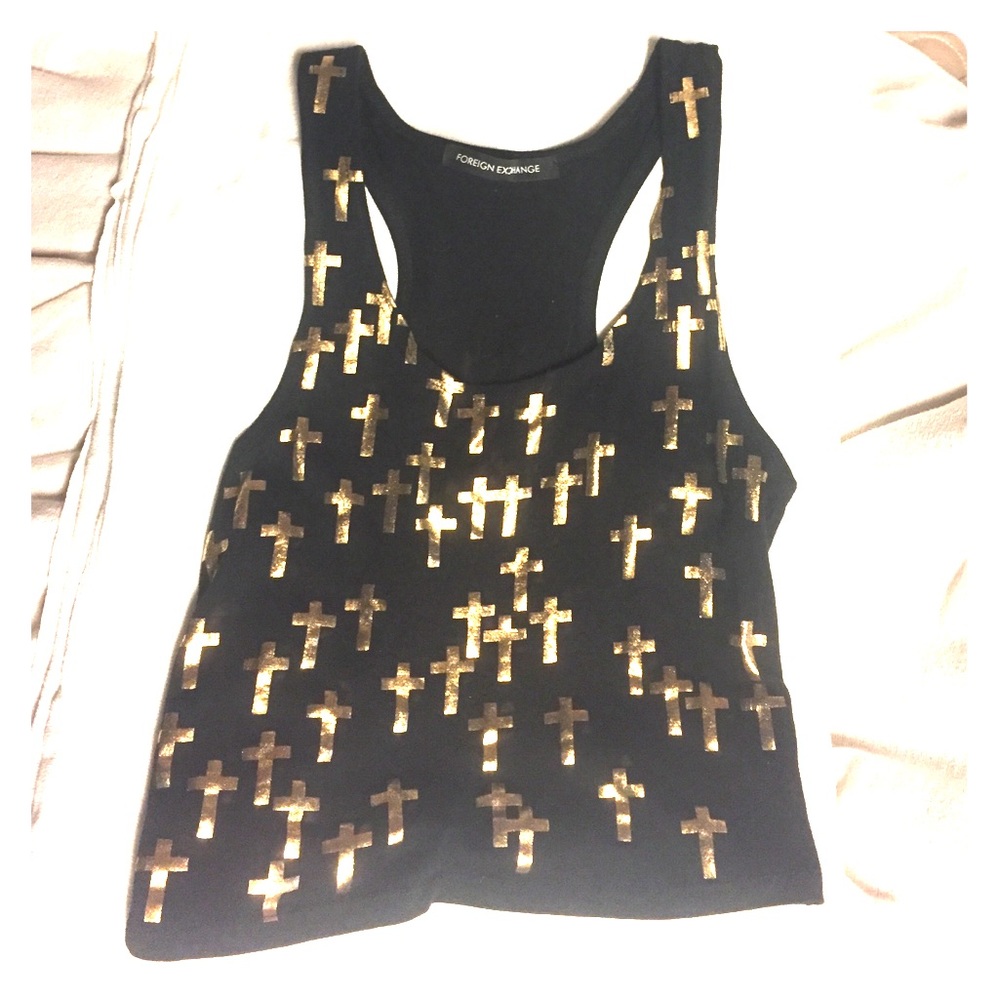 Foreign exchange crop tank top