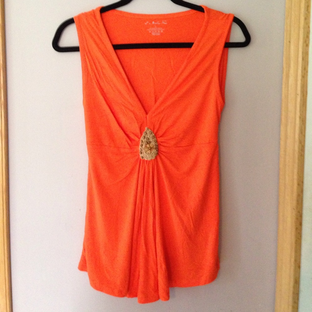 Yuma Orange Jersey Sleeveless Top