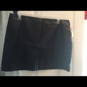 Black leather mini skirt