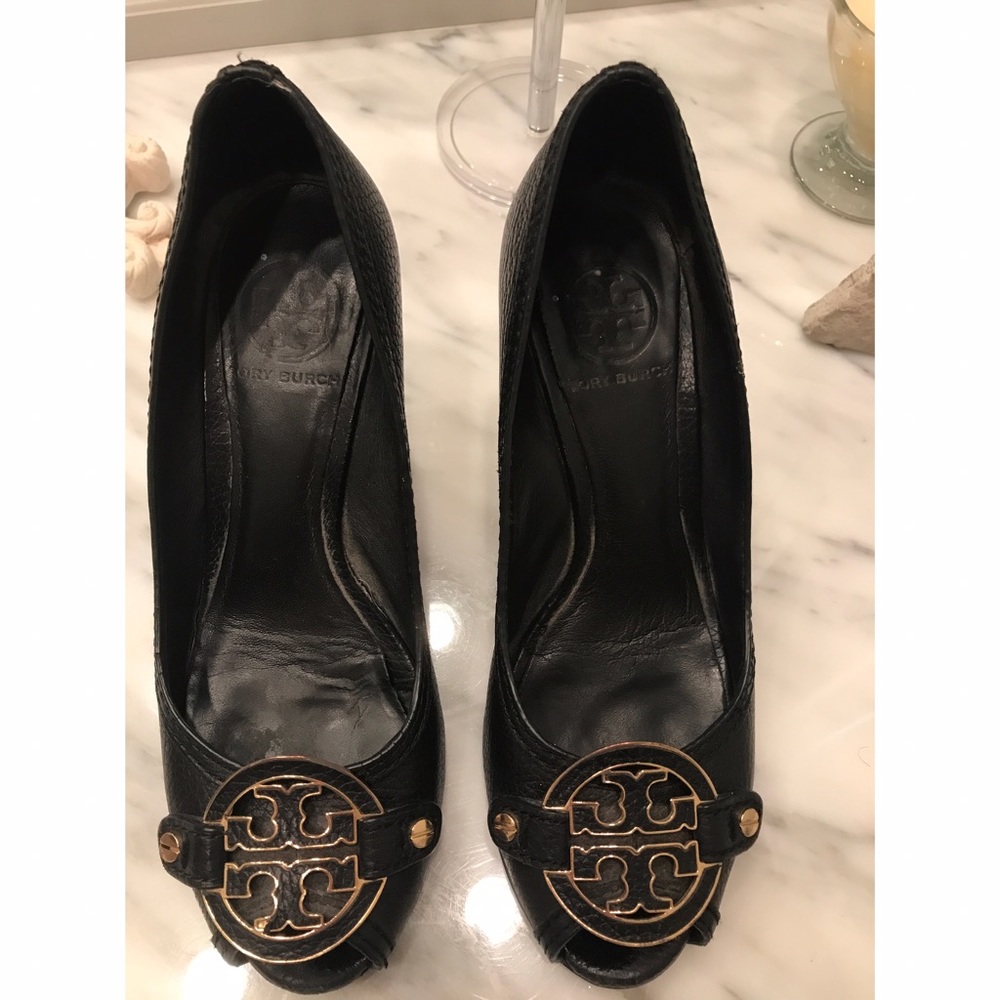 Tory Burch black wedges