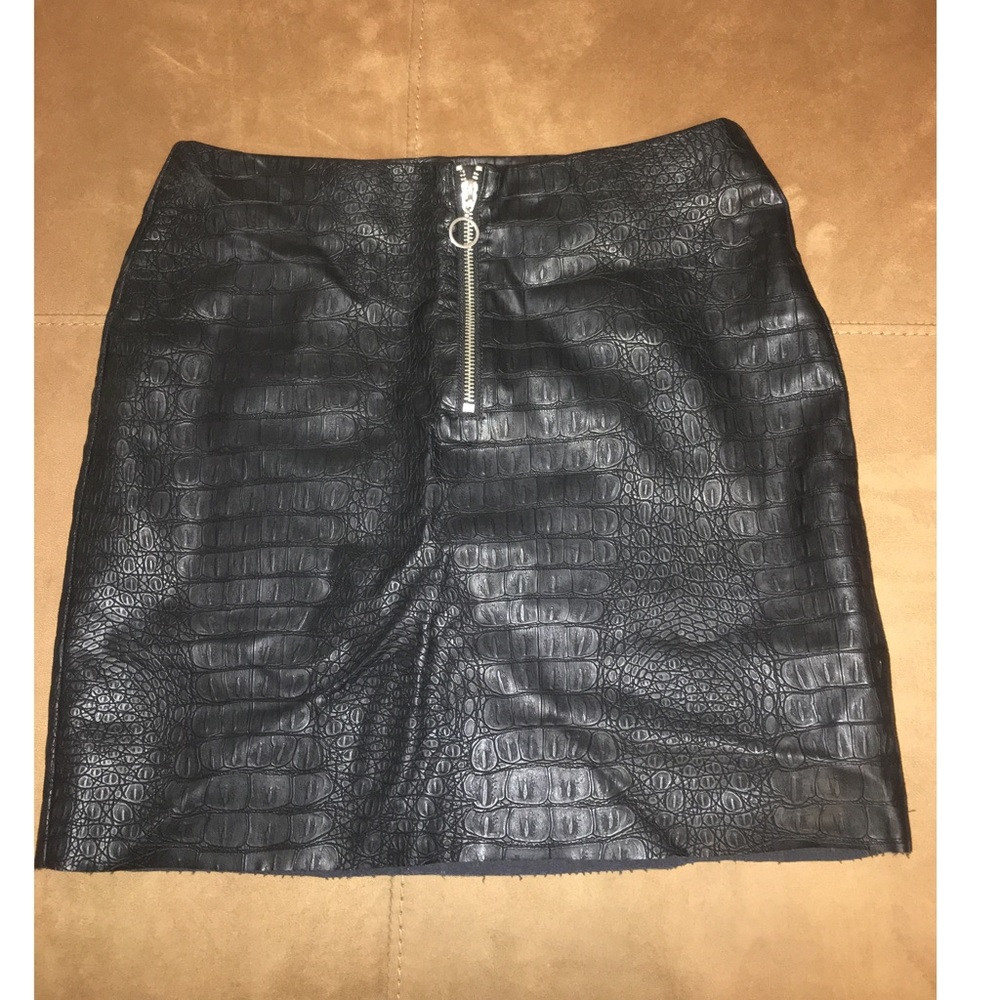 NWOT Croc Black leather skirt