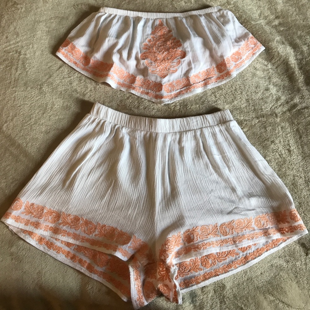 Coral and White Two Piece LA Hearts