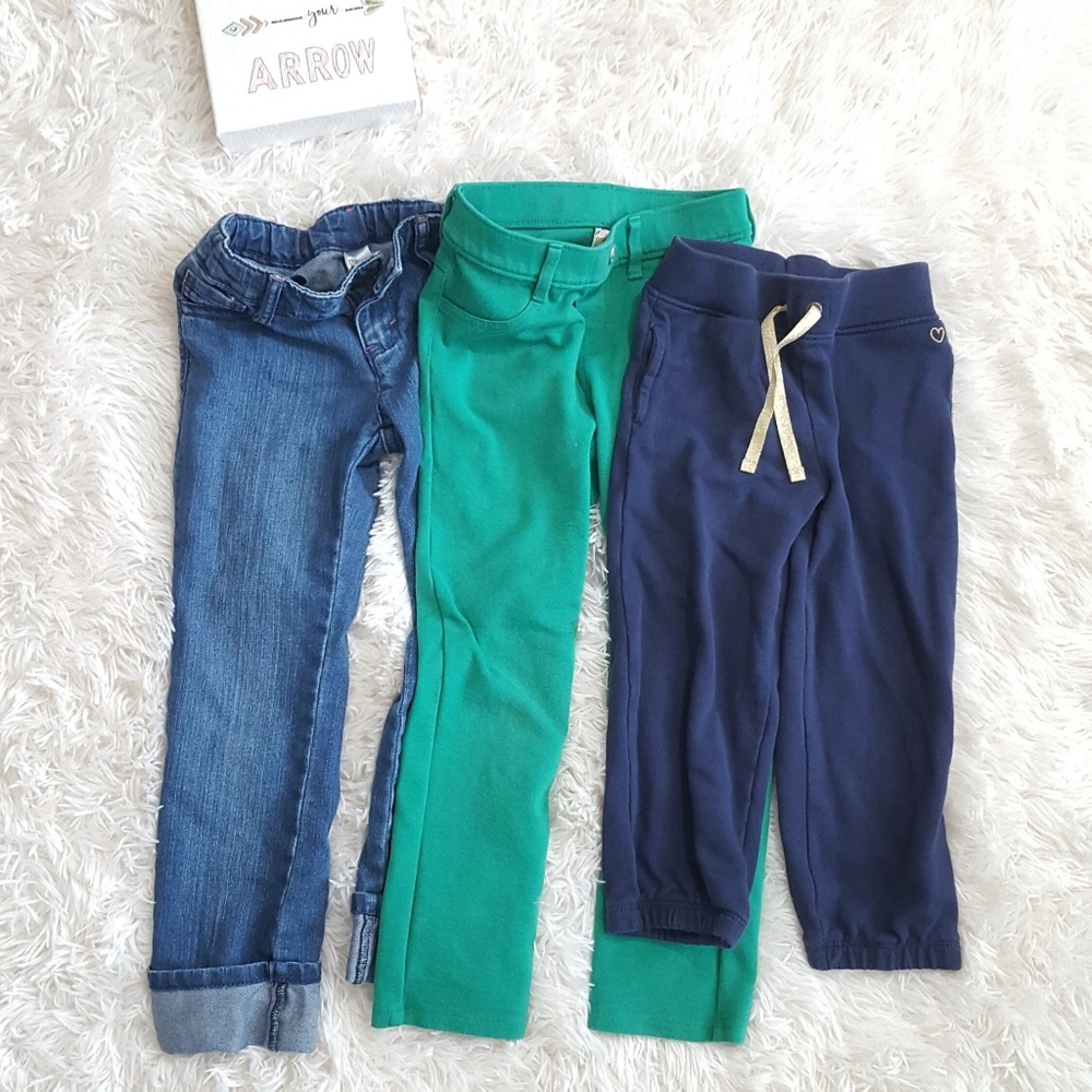 Lot of 3 girls Pants bottom Sz 5 jeans sweat pants
