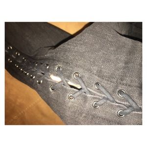 Faded Black Lace-up Express Jeans