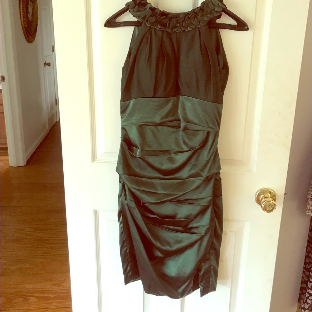 Green flower strap dress