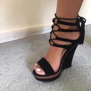 Black Lace Up Wedges