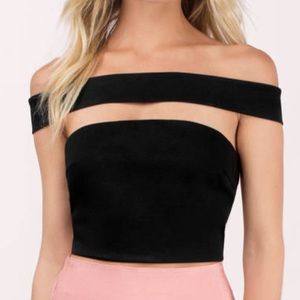 Tobi Black crop top shoulderless