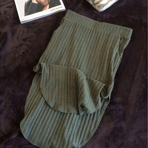 Green pencil skirt with slits