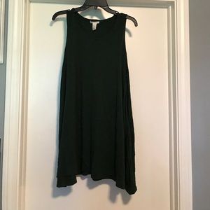 Dark Green Mini Dress with Pockets