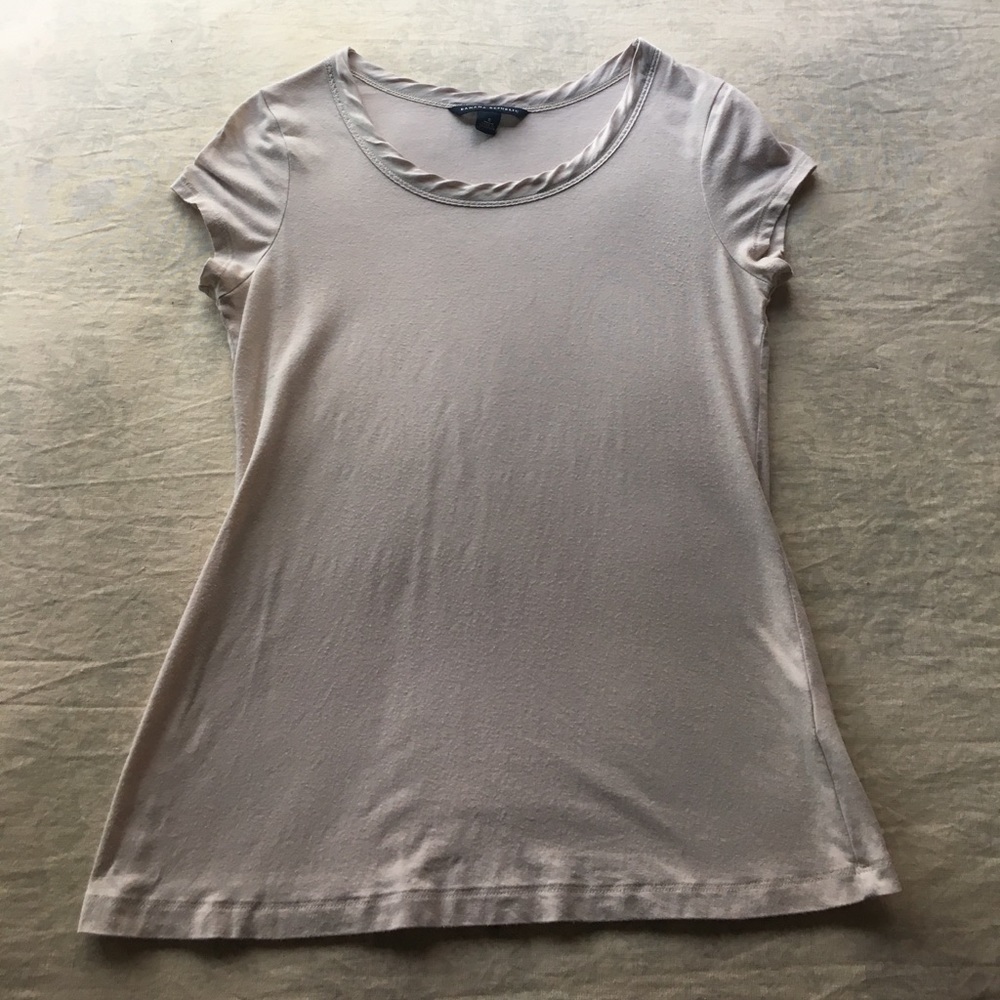 Banana Republic Small Cream Tee with Satin Trim