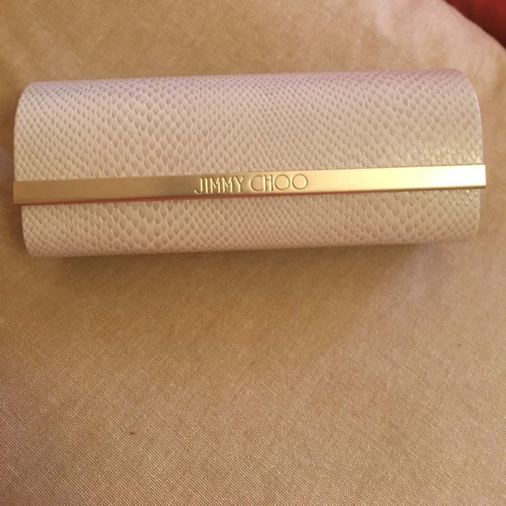 Jimmy Choo tan snake skin glasses case