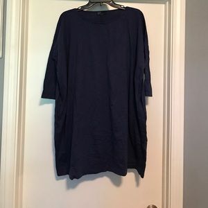 3/4 length sleeve navy blue dress