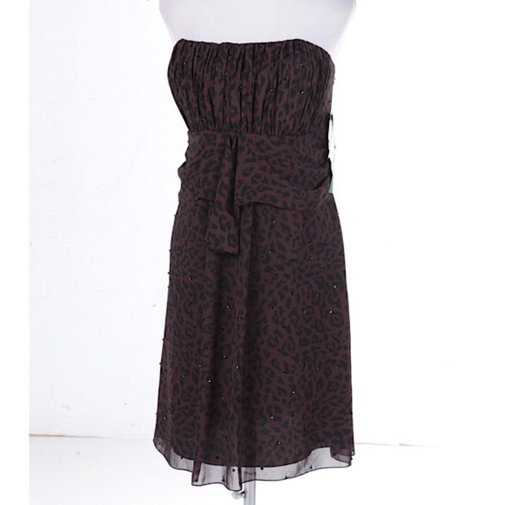 BNWT NICOLE MILLER Strapless Sequin Leopard Dress