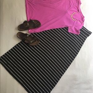 Back and white striped maxi skirt