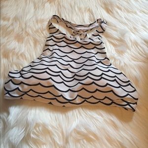 Wave print, high neck swimsuit top