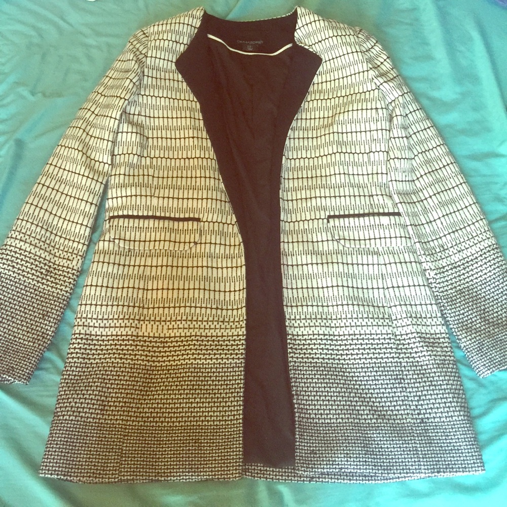 Cynthia Rowley dress coat white black pattern