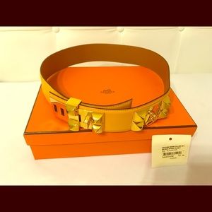 Ceinture Femme Collier De Chien Veau Epsom Jaune D