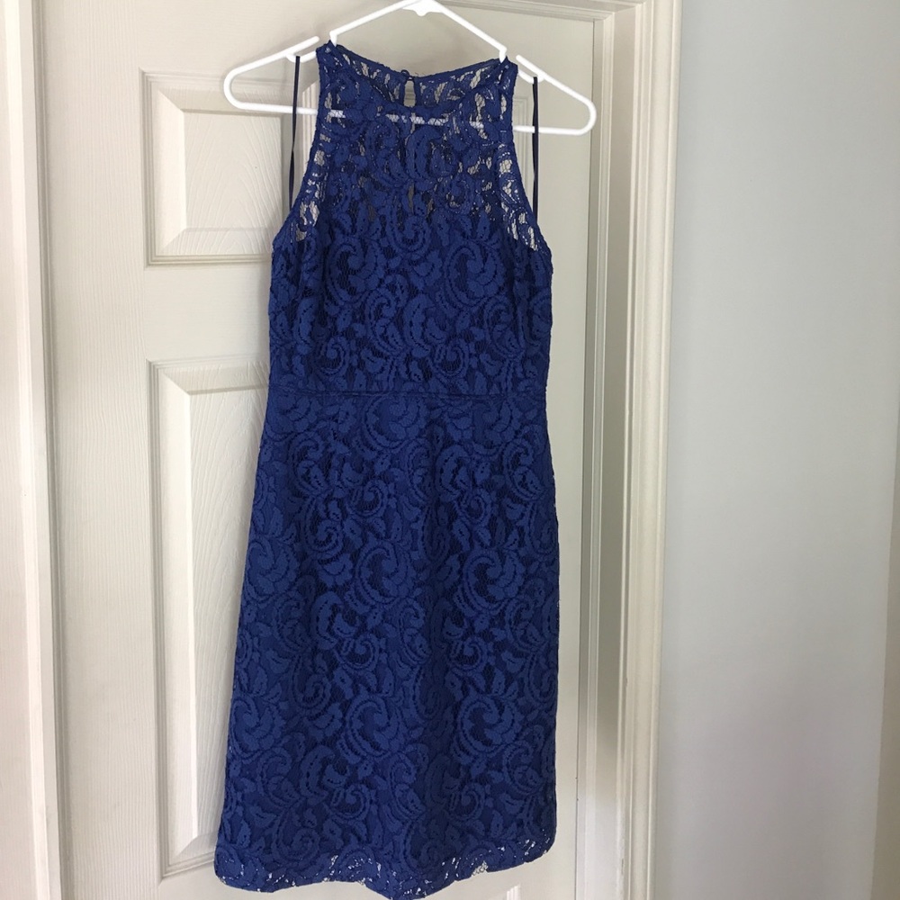 J. Crew royal blue lace dress