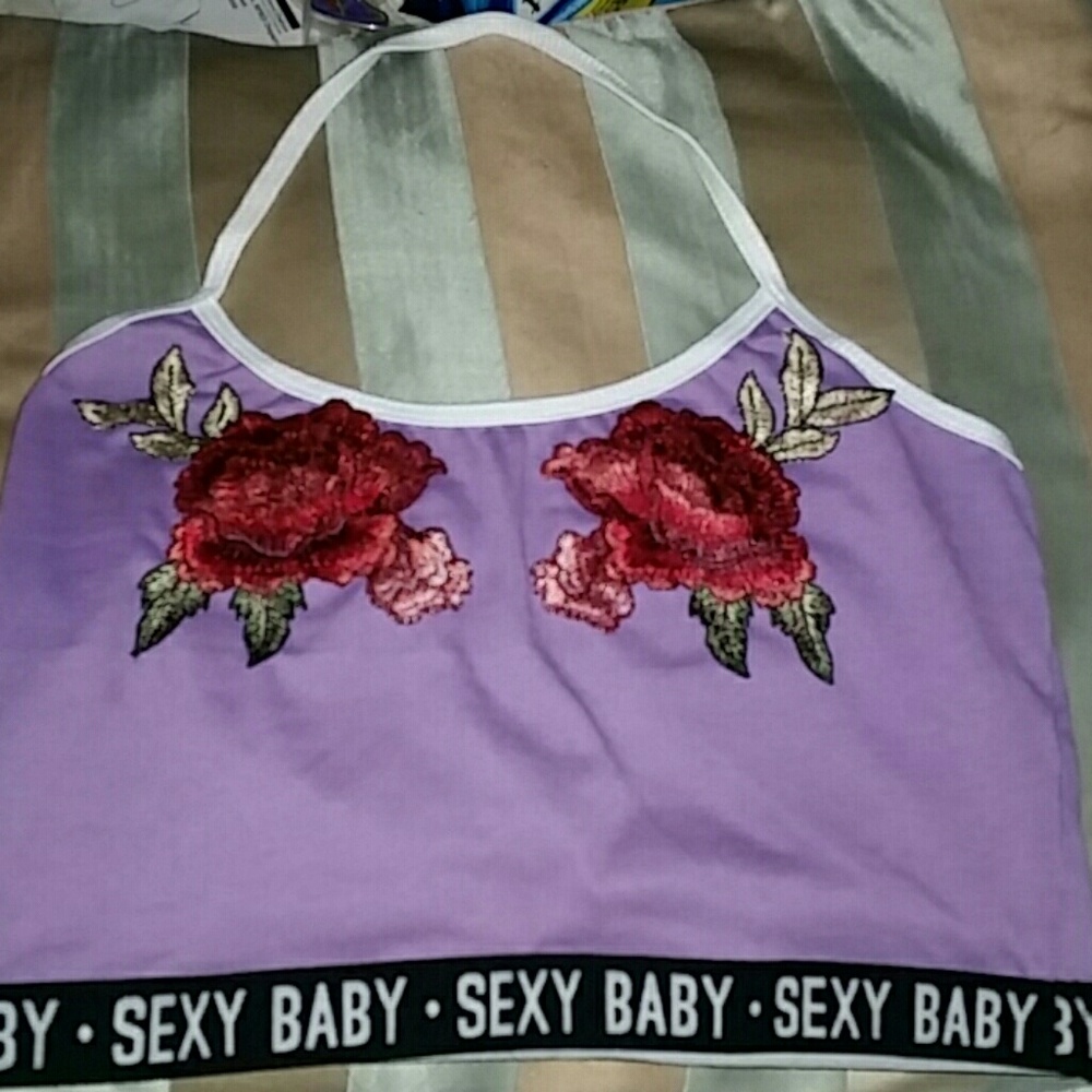 Sexy baby purple bra red/pink Roses🌹