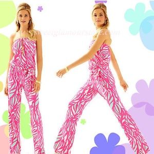 Lilly Pulitzer Pink and Teal Tia Jumpsuit