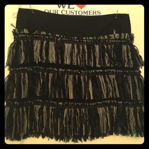 Milly Black and White Fringe Skirt