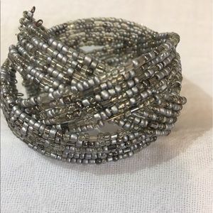 Silver beaded braided bracelet