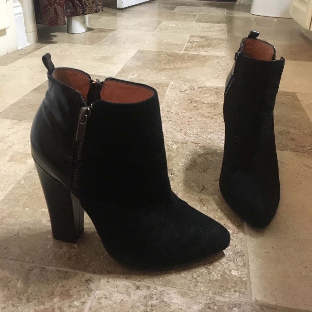 Black suede/leather booties