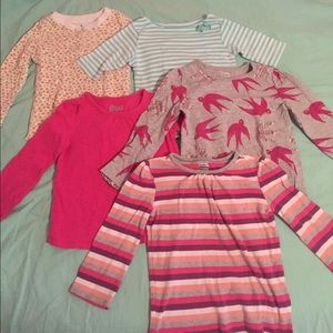 Lot of 5 girls' long sleeved shirts