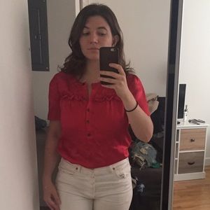 Red Silk Blouse 1 J.Crew Size 2