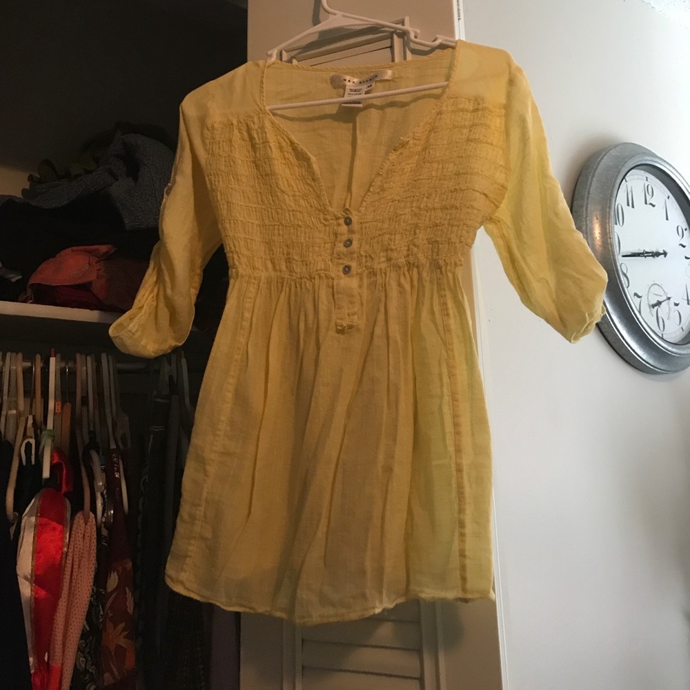 Max Studio Yellow Peasant  Top