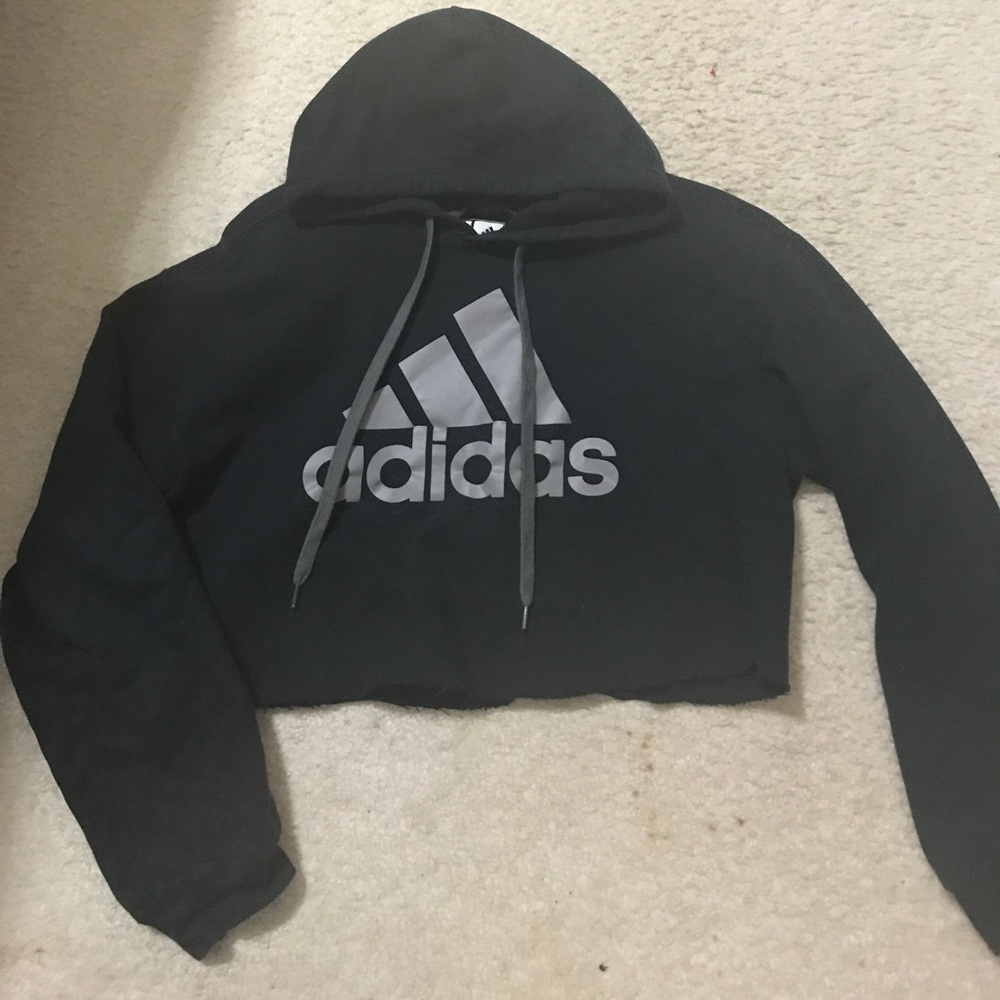Adidas black cropped hoodie