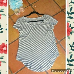 Green and White Striped Top