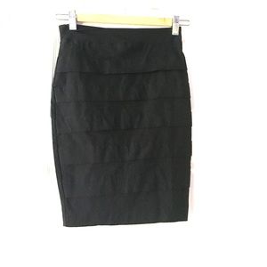 Black fitted midi skirt