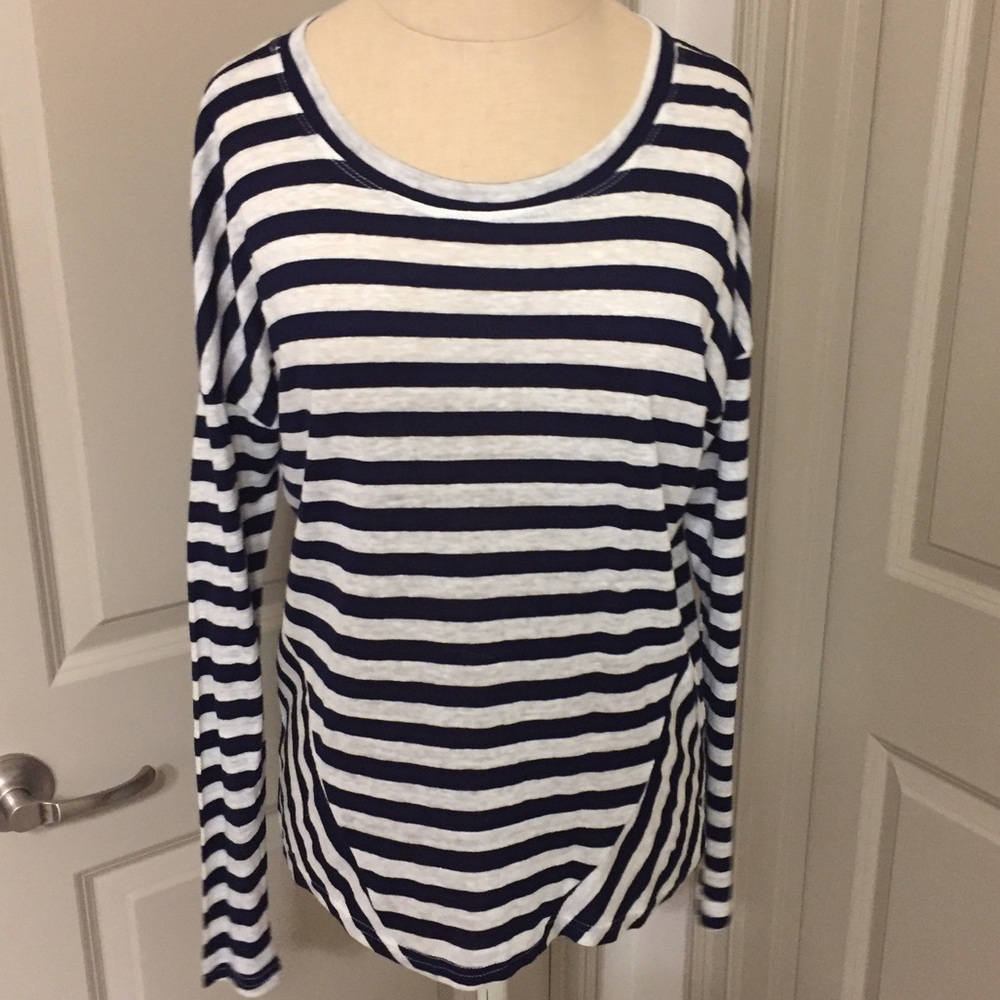 Navy and White Striped Linen Shirt