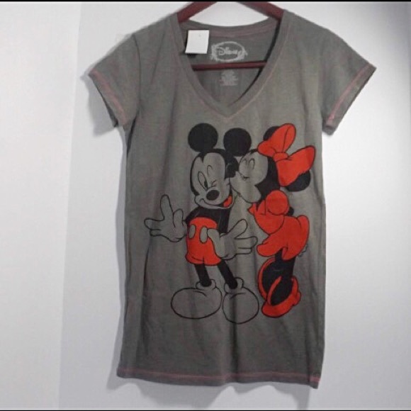 Disney Tops - Disney Minnie and Mickey Mouse gray shirt sleeve.