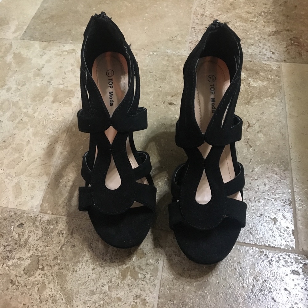 Black suede wedges