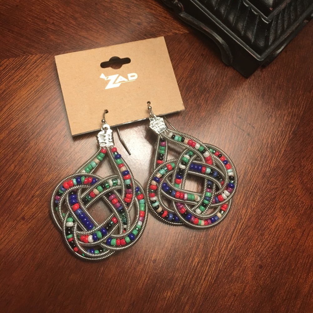 ZAD beaded silvertone earrings
