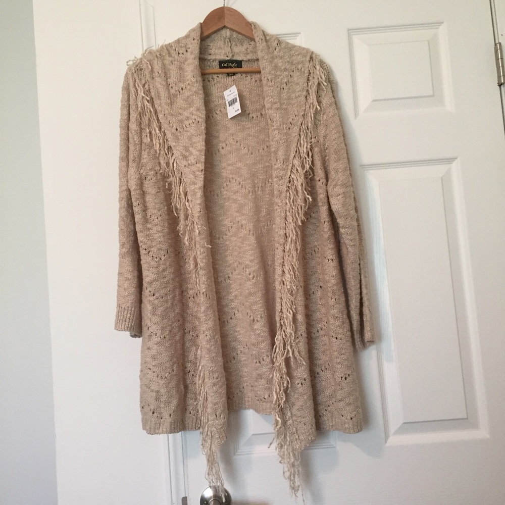 Fringe Tan Cardigan, Perfect for Fall! 🍂🍁