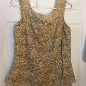 The Limited Stretch Summer Lacy Top in Tan / Gold