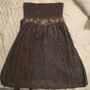 Floral print strapless dress