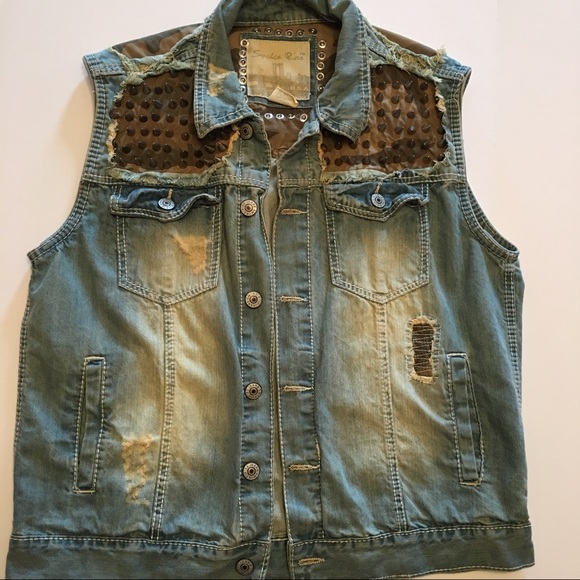 spiked denim vest