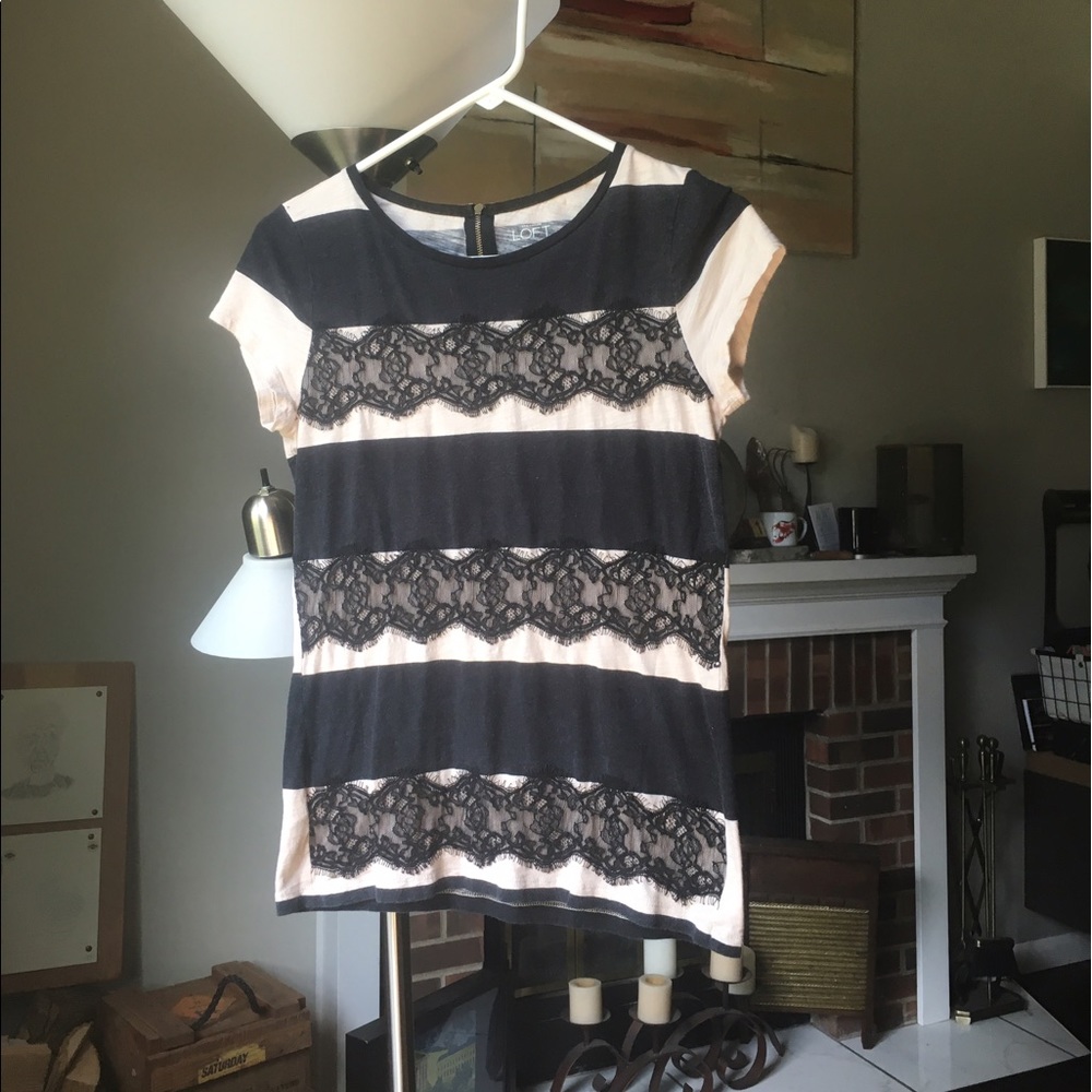 LOFT Lace striped tee