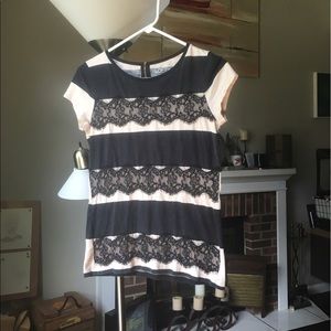 LOFT Lace striped tee