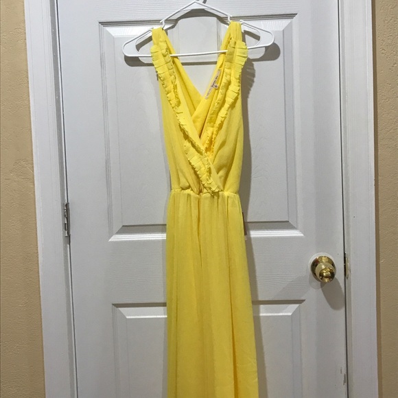 🆕 Yellow Pleated Collar Dress 👗 RACHEL ROY - Picture 4 of 6
