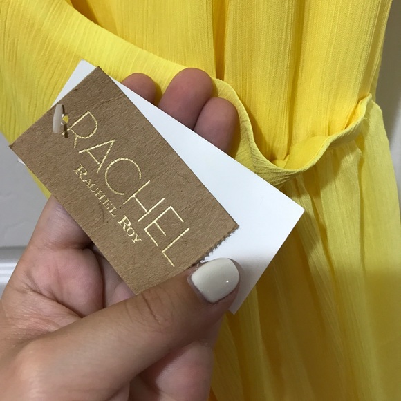 🆕 Yellow Pleated Collar Dress 👗 RACHEL ROY - Picture 5 of 6