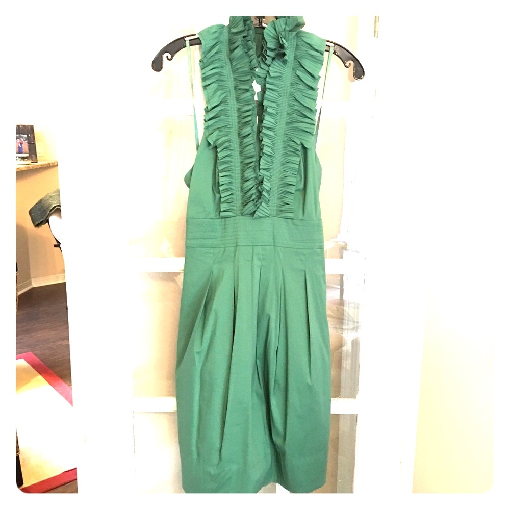 Amazing BCBG MaxAzria teal green halter dress