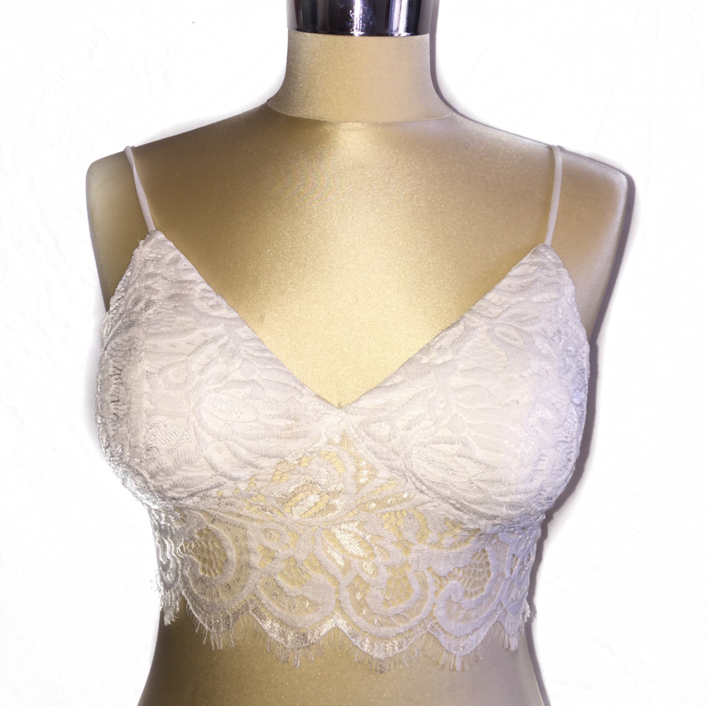 E-Lady white lace bustier woven Crop Top,