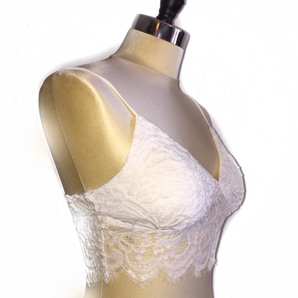 E-Lady white lace bustier woven Crop Top, - Picture 2 of 3
